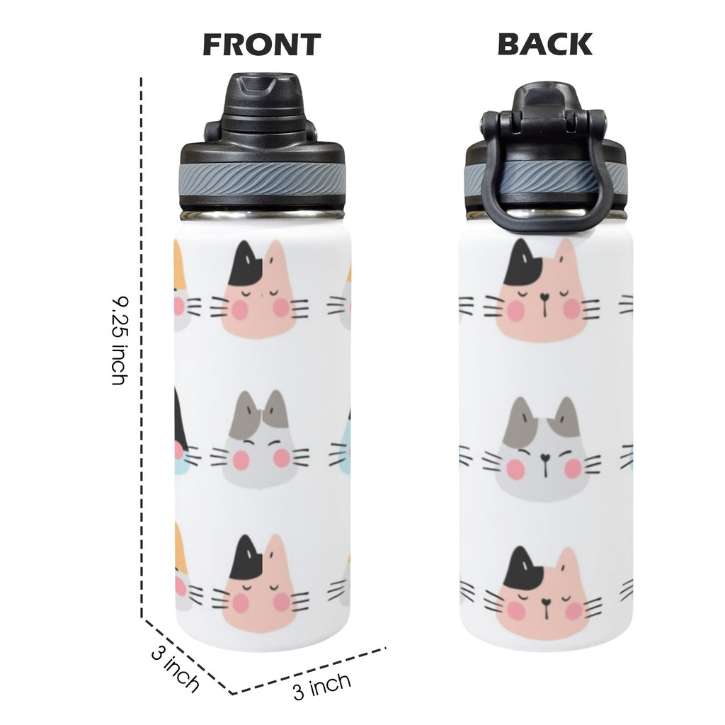 Cat Faces - Insulated Water Bottle with Dual-Use Lid (18oz) Insulated Water Bottle with Dual-Use Lid (18oz) animal Printed Offshore