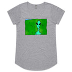 Alien Backing Into Hedge Meme - Womens Scoop Neck T-Shirt Grey Marle Womens Scoop Neck T-shirt Printed In Australia Sci Fi