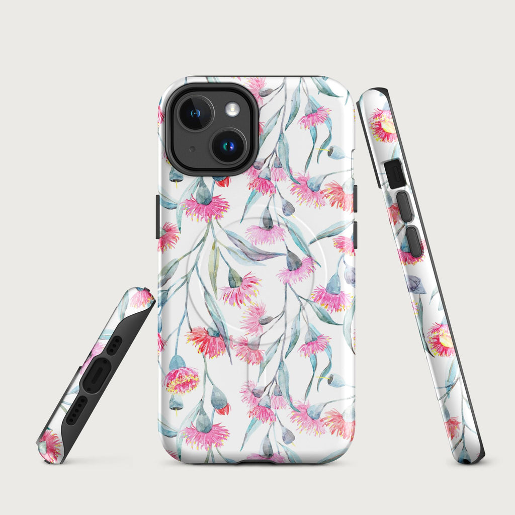 Pink Eucalyptus Flowers - MagSafe® tough case for iPhone® Glossy iPhone 14