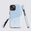 Pastel Blue Stripes MagSafe® tough case for iPhone® Glossy iPhone 14 MagSafe iPhone Tough Case Globally Fulfilled