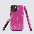 Hot Pink 80's MagSafe® tough case for iPhone® Glossy iPhone 14 MagSafe iPhone Tough Case Globally Fulfilled
