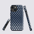Navy Polka Dots MagSafe® tough case for iPhone® Glossy iPhone 14 MagSafe iPhone Tough Case Globally Fulfilled