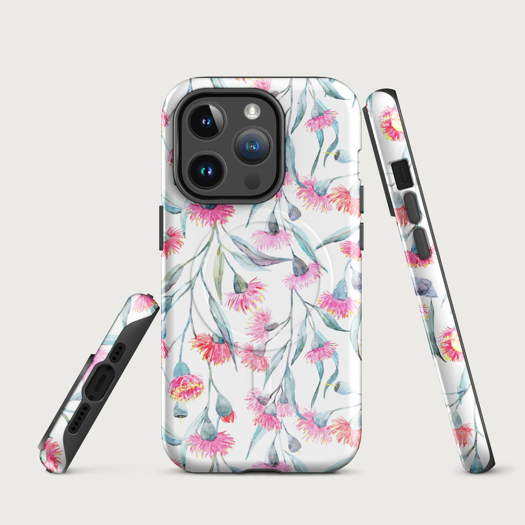 Pink Eucalyptus Flowers - MagSafe® tough case for iPhone® Glossy iPhone 14 Pro