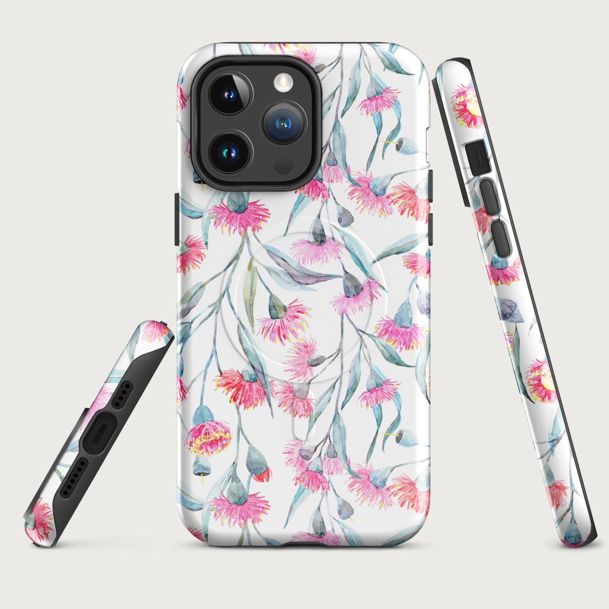Pink Eucalyptus Flowers - MagSafe® tough case for iPhone® Glossy iPhone 14 Pro Max