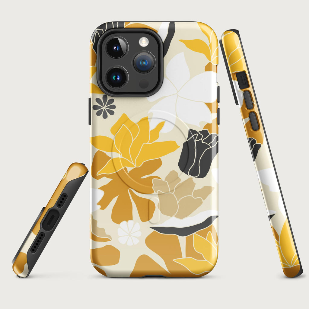 Retro Yellow Floral - MagSafe® tough case for iPhone® Glossy iPhone 14 Pro Max