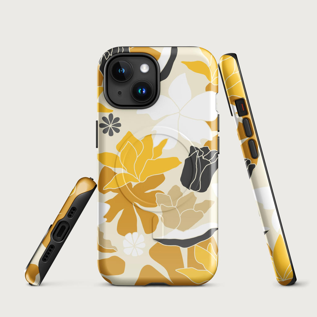 Retro Yellow Floral - MagSafe® tough case for iPhone® Glossy iPhone 15