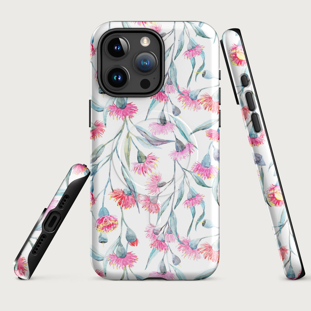 Pink Eucalyptus Flowers - MagSafe® tough case for iPhone® Glossy iPhone 15 Pro Max