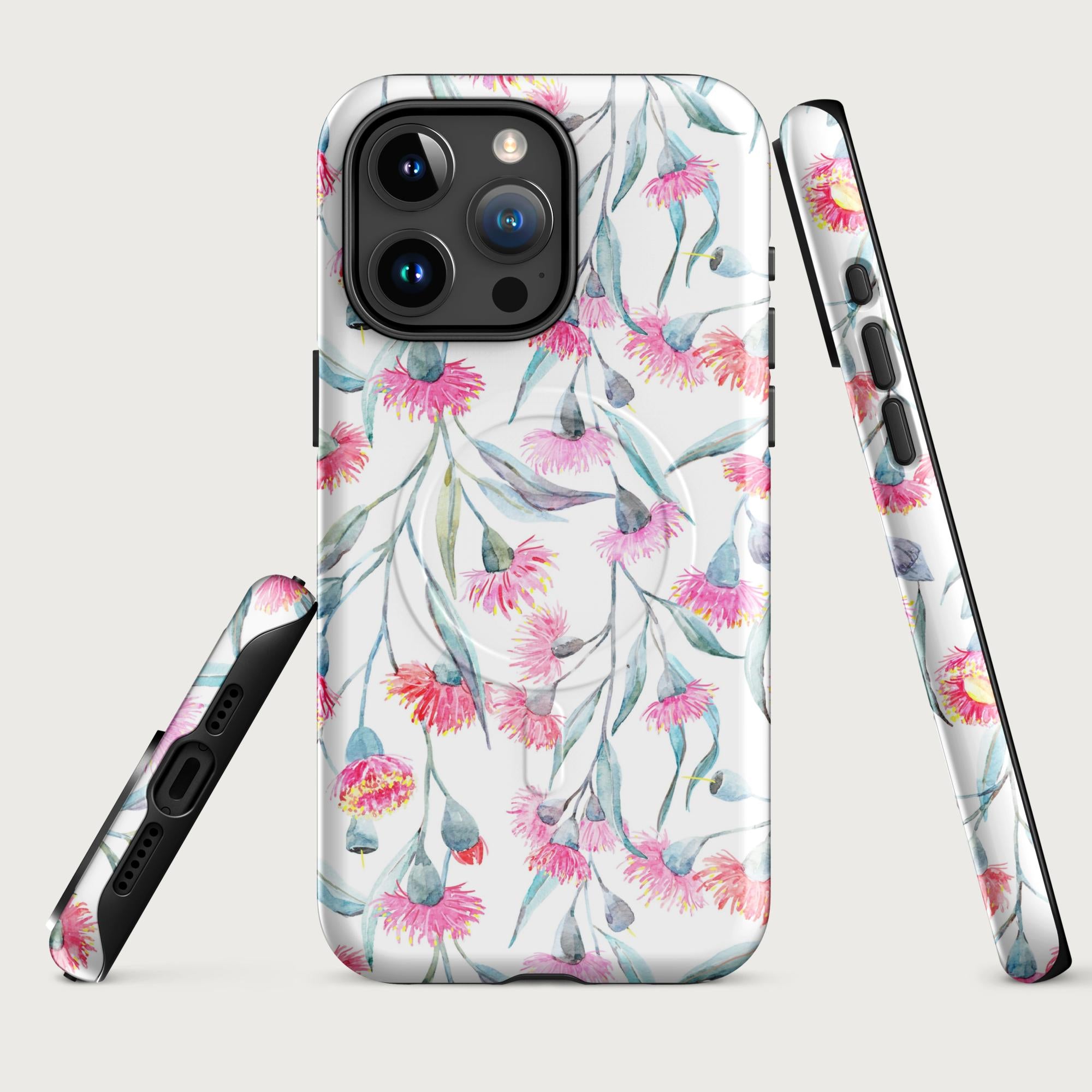 Pink Eucalyptus Flowers - MagSafe® tough case for iPhone® Glossy iPhone 15 Pro Max