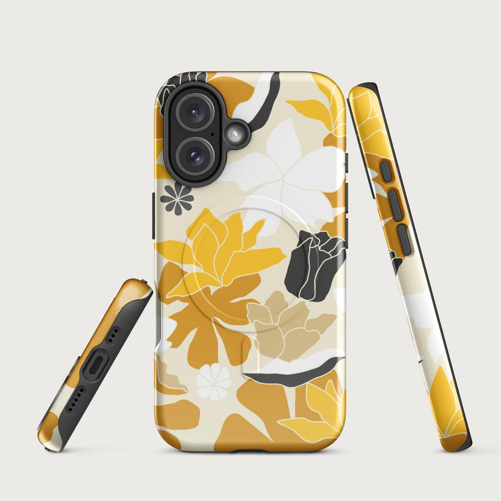 Retro Yellow Floral - MagSafe® tough case for iPhone® Glossy iPhone 16