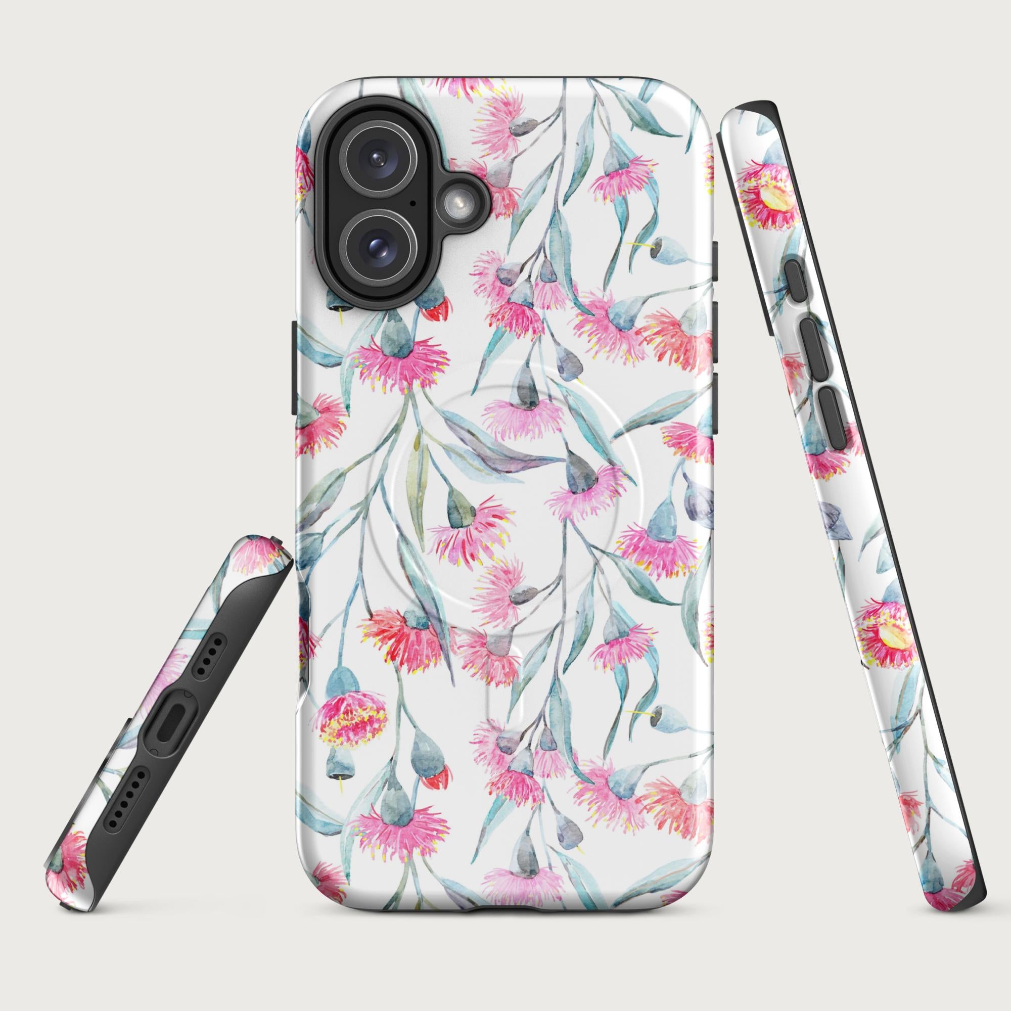 Pink Eucalyptus Flowers - MagSafe® tough case for iPhone® Glossy iPhone 16 Plus