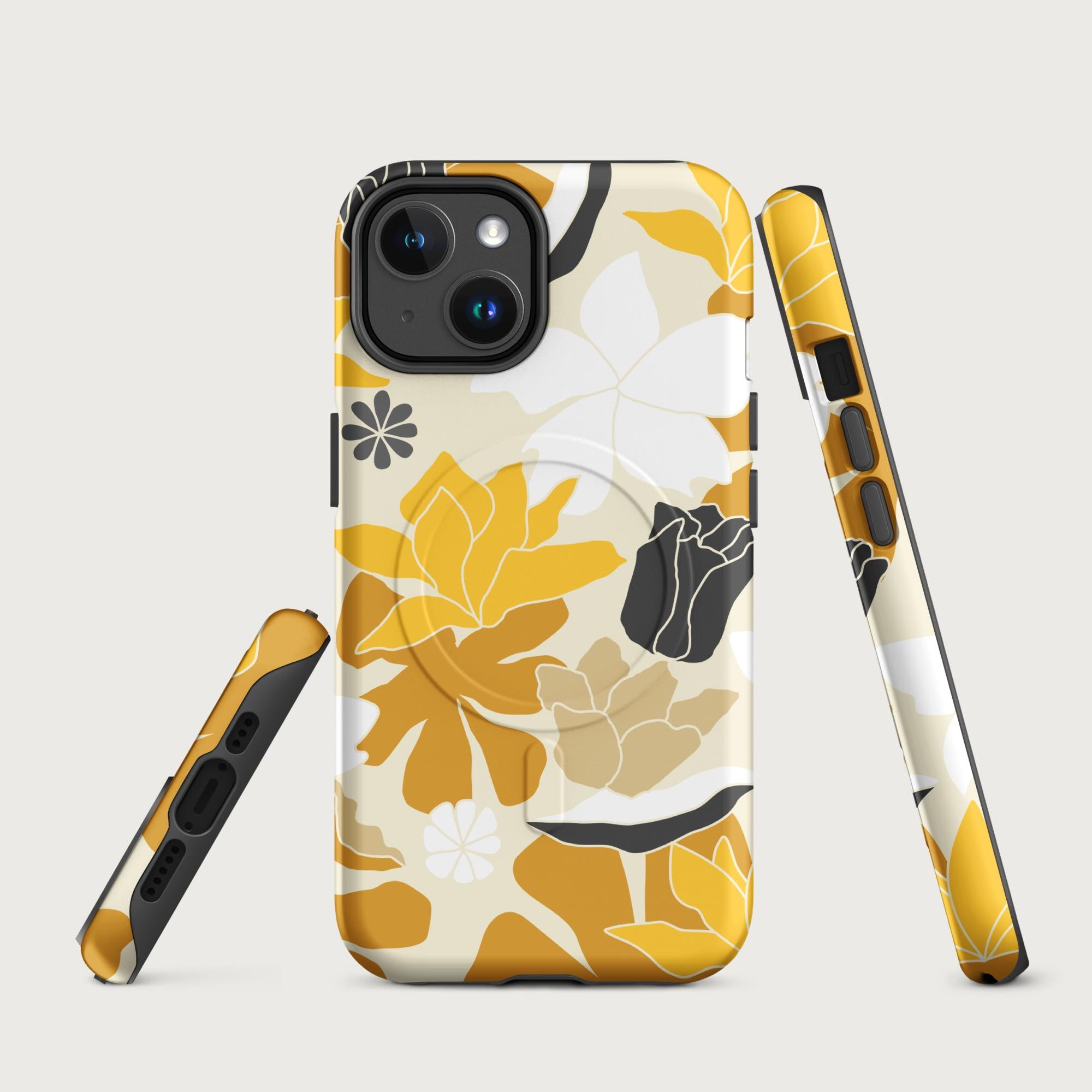 Retro Yellow Floral - MagSafe® tough case for iPhone® Matte iPhone 14