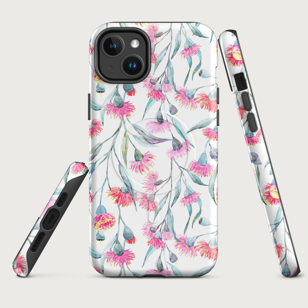 Pink Eucalyptus Flowers - MagSafe® tough case for iPhone® Matte iPhone 14 Plus