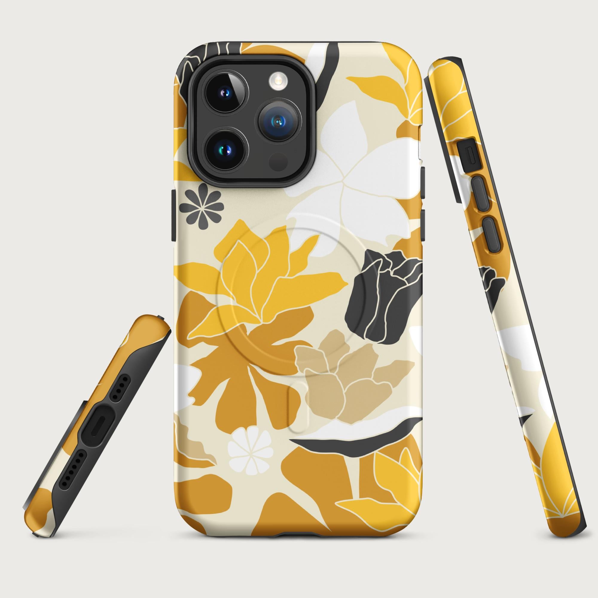 Retro Yellow Floral - MagSafe® tough case for iPhone® Matte iPhone 14 Pro Max