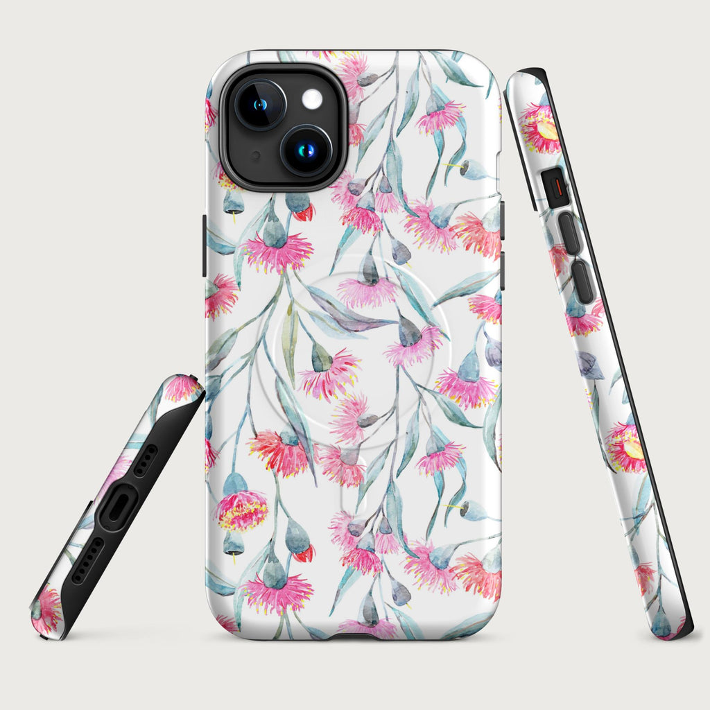 Pink Eucalyptus Flowers - MagSafe® tough case for iPhone® Matte iPhone 15 Plus