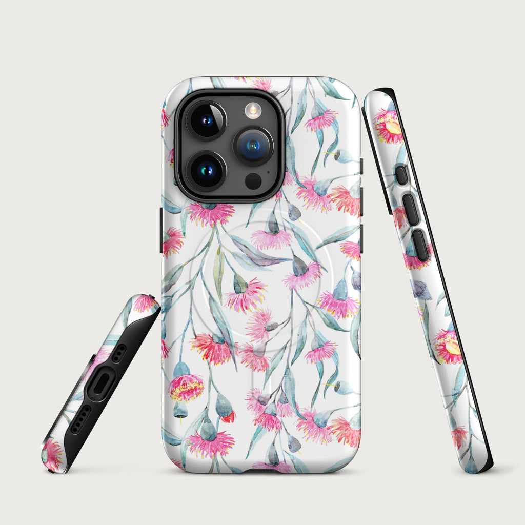 Pink Eucalyptus Flowers - MagSafe® tough case for iPhone® Matte iPhone 15 Pro