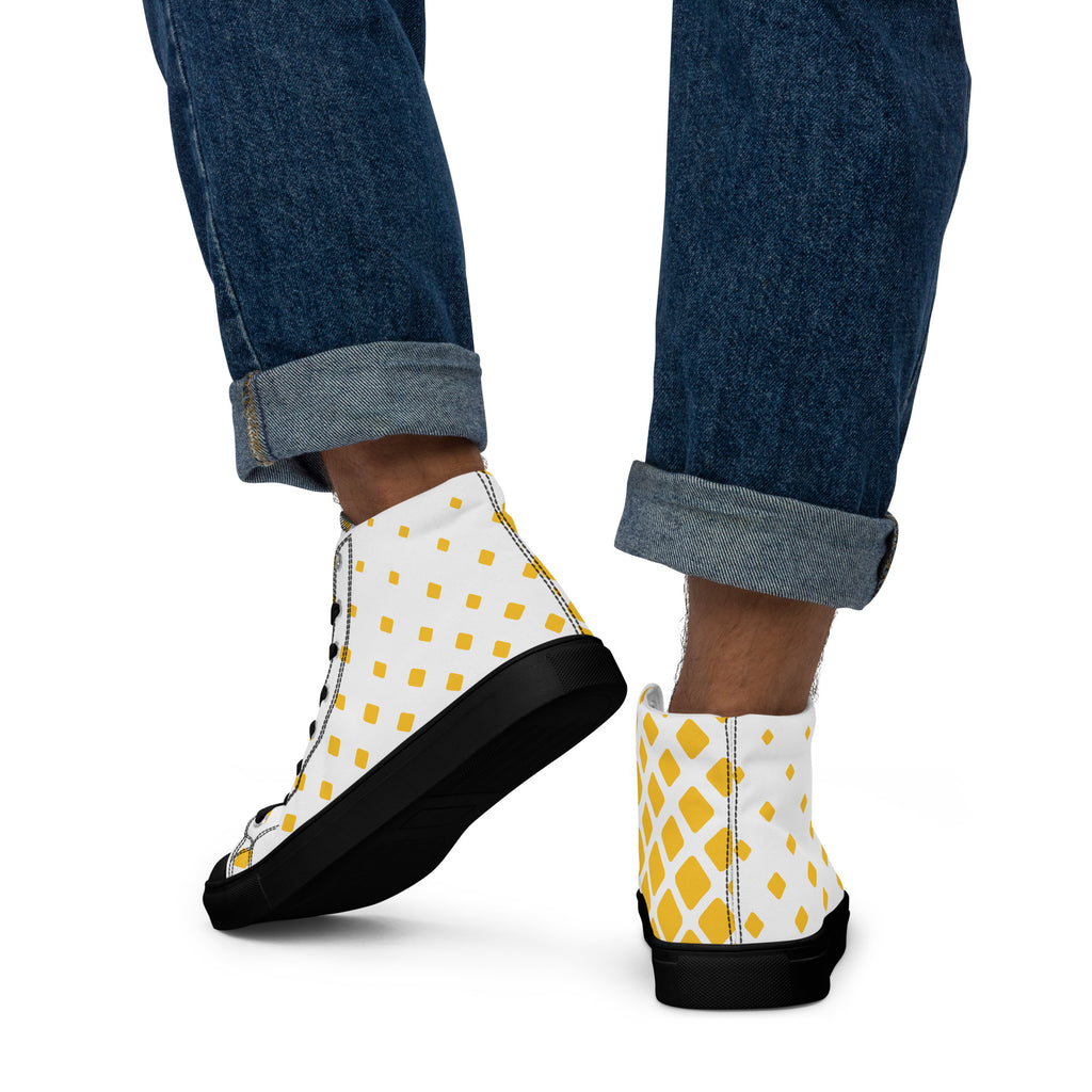 Yellow Diamonds - Men’s high top canvas shoes Mens High Top Shoes Printed Offshore