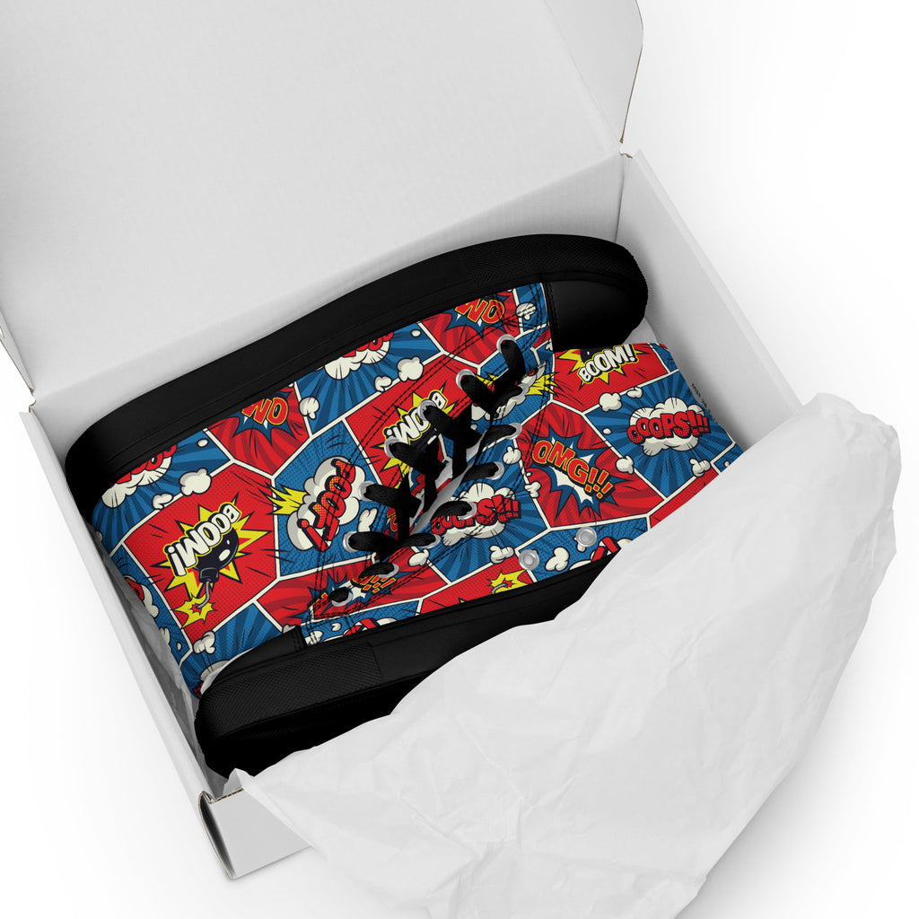 Comic Book - Men’s high top canvas shoes Mens High Top Shoes Printed Offshore