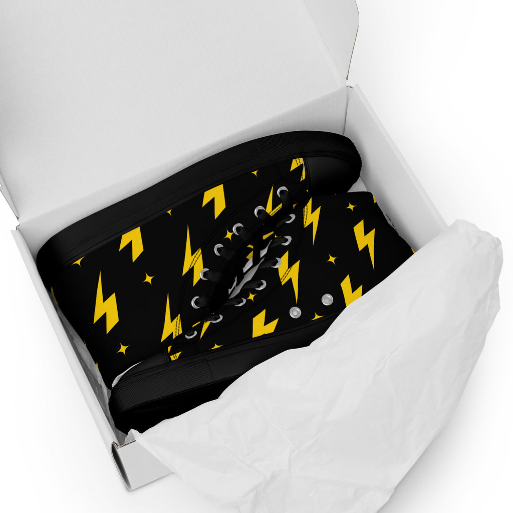 Yellow Lightning Men’s high top canvas shoes Mens High Top Shoes Comic Printed Offshore