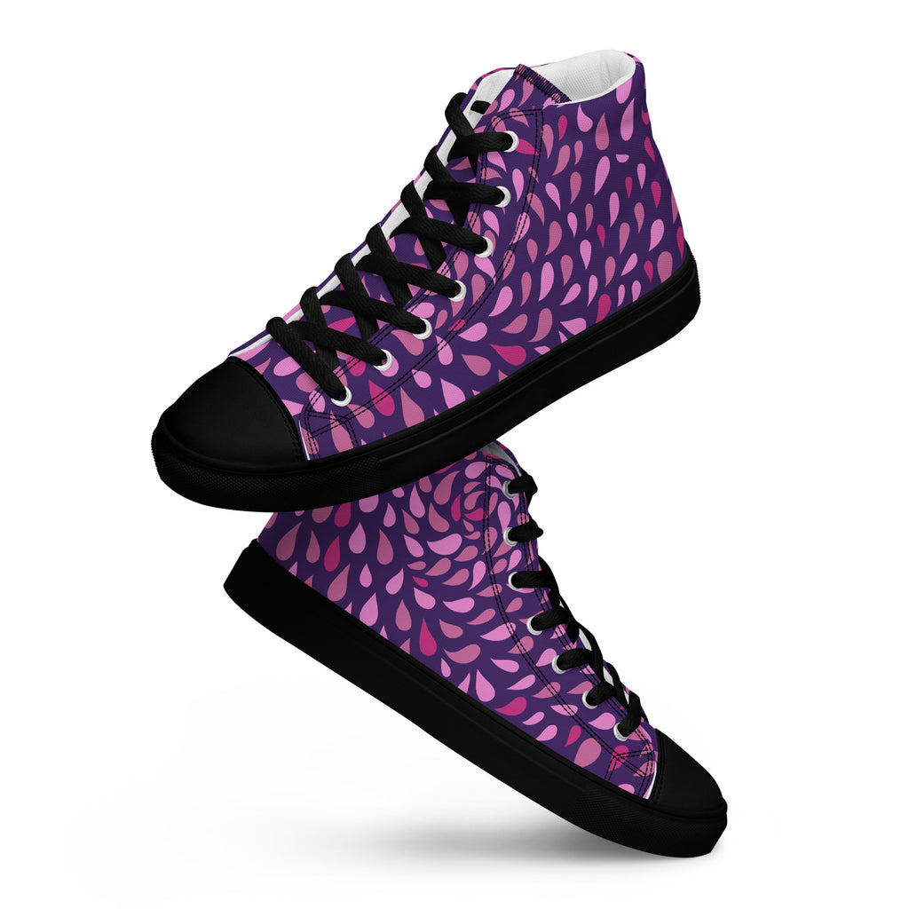 Purple Raindrops - Men’s high top canvas shoes Black Mens High Top Shoes Printed Offshore