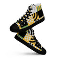 Grid Green And Yellow - Men’s high top canvas shoes Black Mens High Top Shoes Printed Offshore