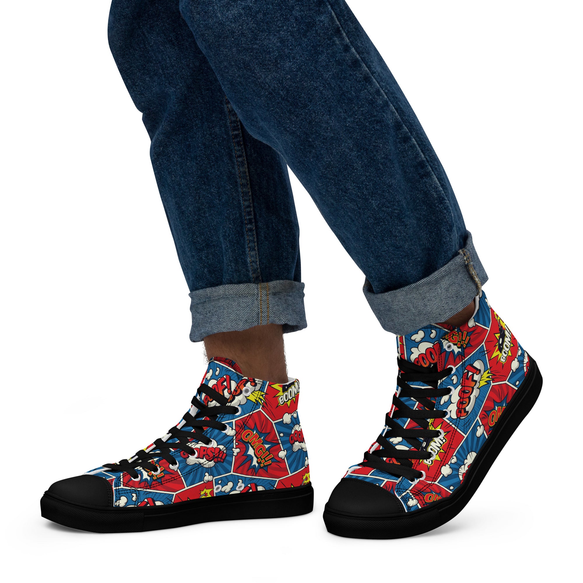 Comic Book - Men’s high top canvas shoes Mens High Top Shoes Printed Offshore