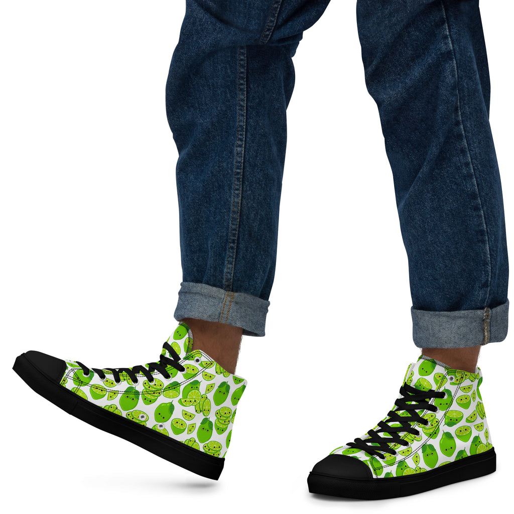Cute Limes - Men’s high top canvas shoes Black Mens High Top Shoes food Printed Offshore