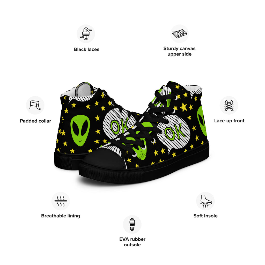 Alien OK - Men’s high top canvas shoes Mens High Top Shoes Printed Offshore Sci Fi