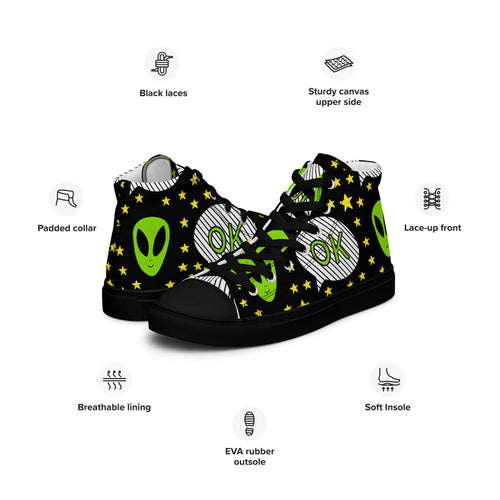 Alien OK - Men’s high top canvas shoes Mens High Top Shoes Printed Offshore Sci Fi