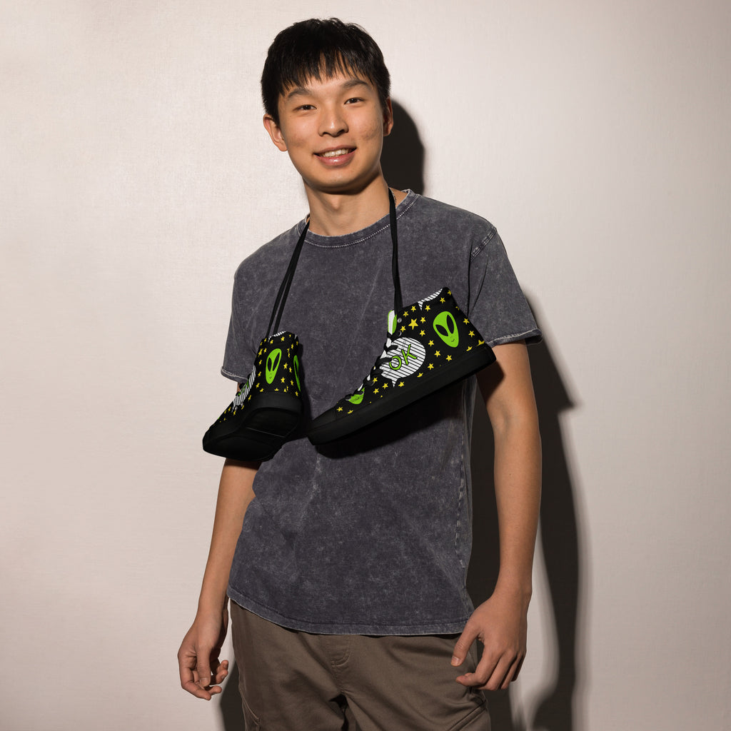 Alien OK - Men’s high top canvas shoes Mens High Top Shoes Printed Offshore Sci Fi