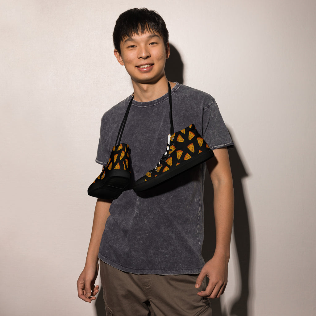 Pizzas - Men’s high top canvas shoes Mens High Top Shoes food Printed Offshore