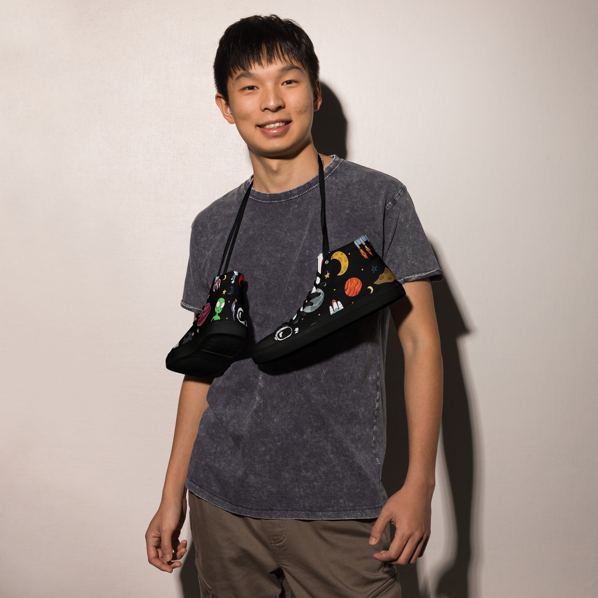 Space - Men’s high top canvas shoes Mens High Top Shoes Printed Offshore Space