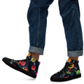 Retro Vinyl Records - Men’s high top canvas shoes Black Mens High Top Shoes Music Printed Offshore Retro