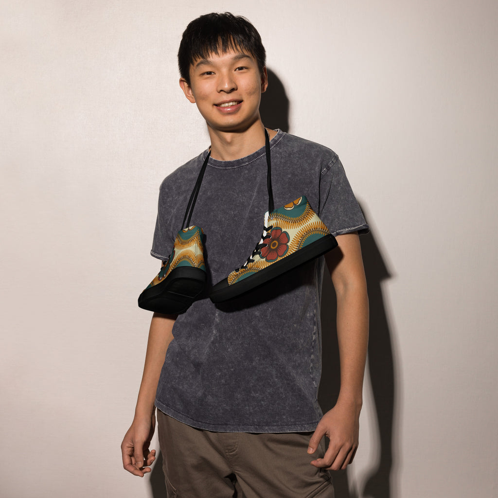 Vintage Floral - Men’s high top canvas shoes Mens High Top Shoes Printed Offshore Retro