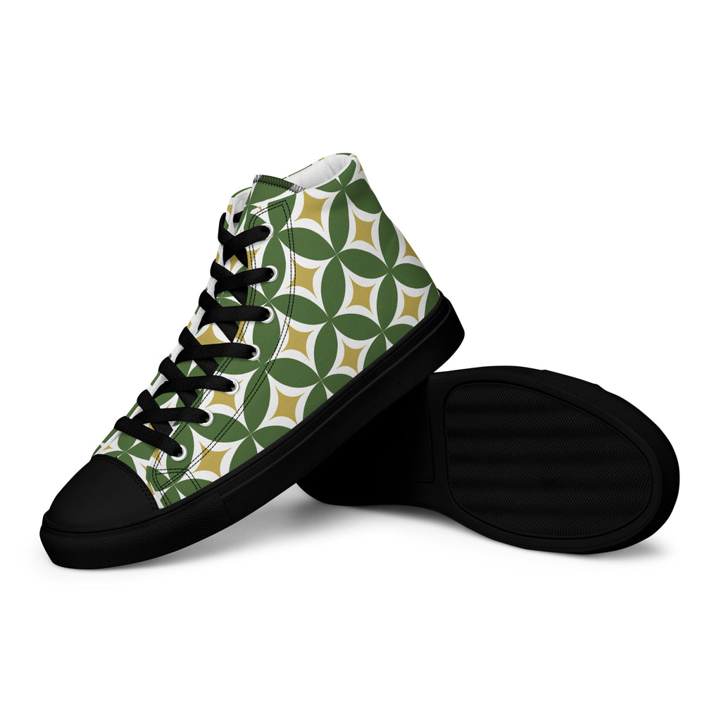 Green Retro Circles - Men’s high top canvas shoes Mens High Top Shoes Printed Offshore