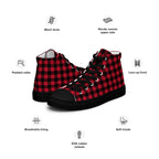 Red And Black Check - Men’s high top canvas shoes Mens High Top Shoes Printed Offshore
