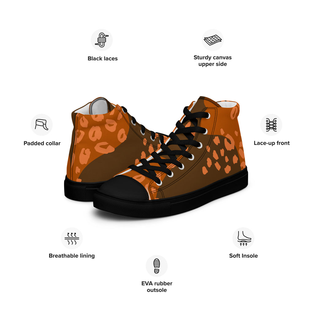 Orange Brown - Men’s high top canvas shoes Mens High Top Shoes Printed Offshore