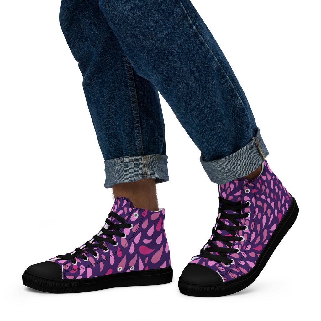Purple Raindrops - Men’s high top canvas shoes Mens High Top Shoes Printed Offshore