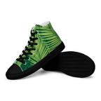 Green Palm Leaves - Men’s high top canvas shoes Black Mens High Top Shoes Printed Offshore