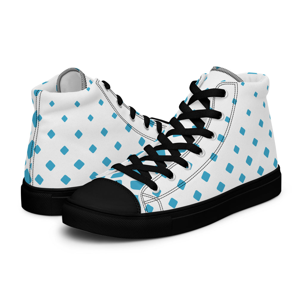 Blue Diamonds - Men’s high top canvas shoes Black Mens High Top Shoes Printed Offshore