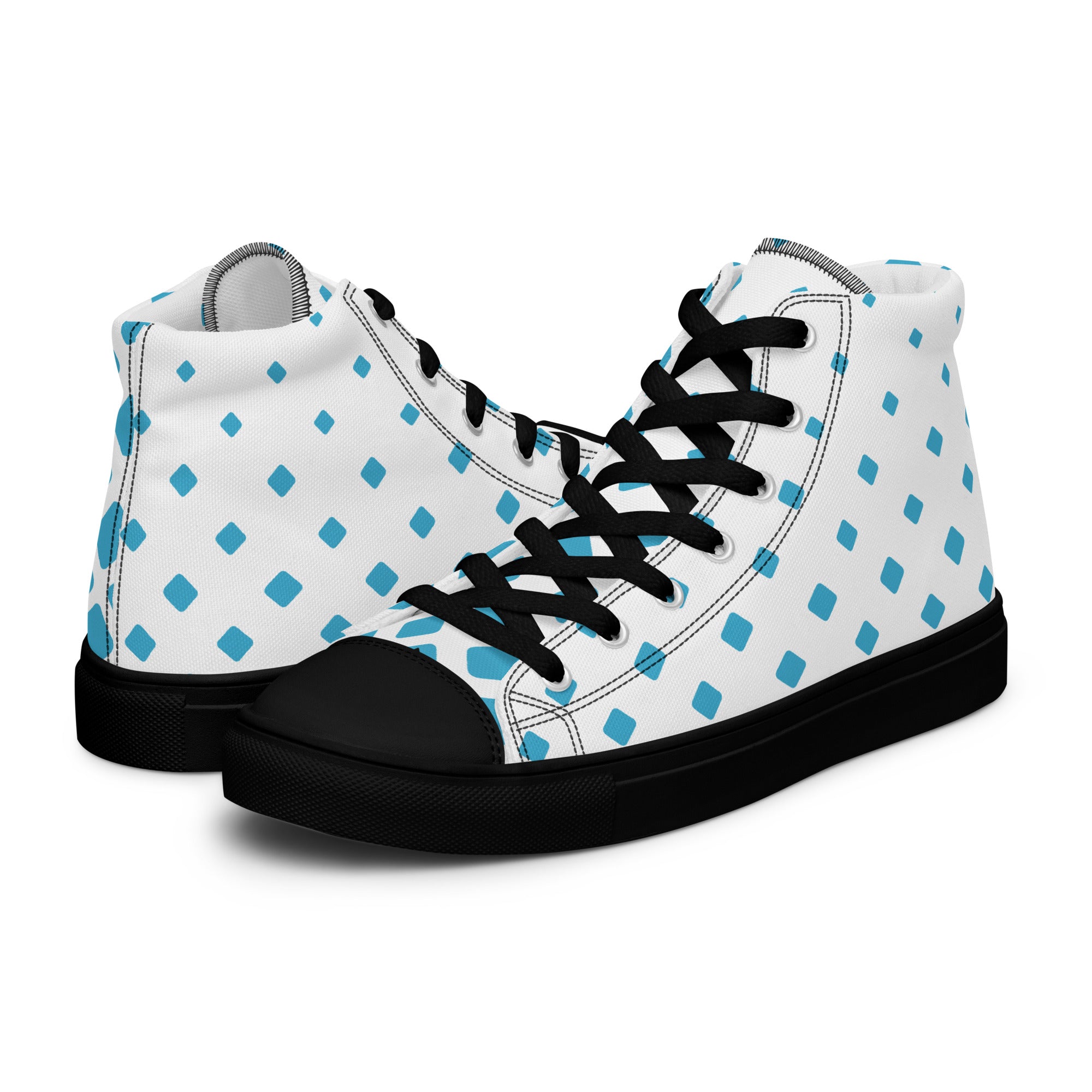 Blue Diamonds - Men’s high top canvas shoes Black Mens High Top Shoes Printed Offshore