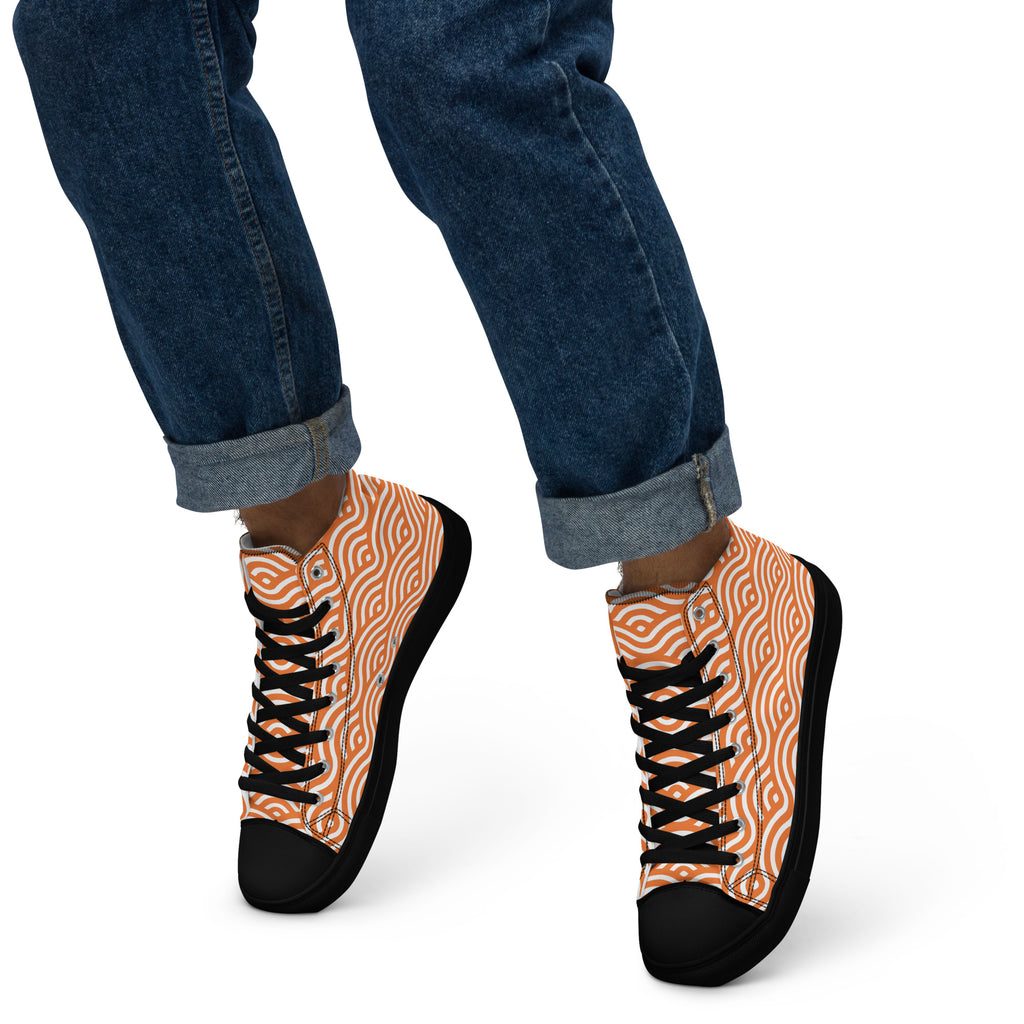Orange Waves - Men’s high top canvas shoes Mens High Top Shoes Printed Offshore