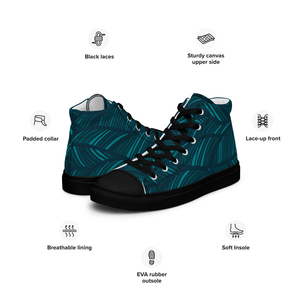 Teal Abstract - Men’s high top canvas shoes Mens High Top Shoes Printed Offshore