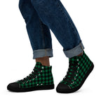 Green Check - Men’s high top canvas shoes Black Mens High Top Shoes Printed Offshore