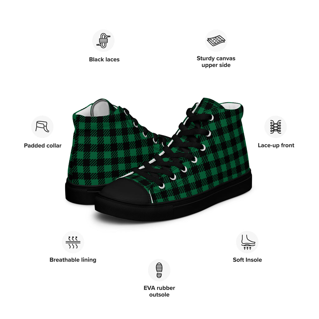 Green Check - Men’s high top canvas shoes Mens High Top Shoes Printed Offshore