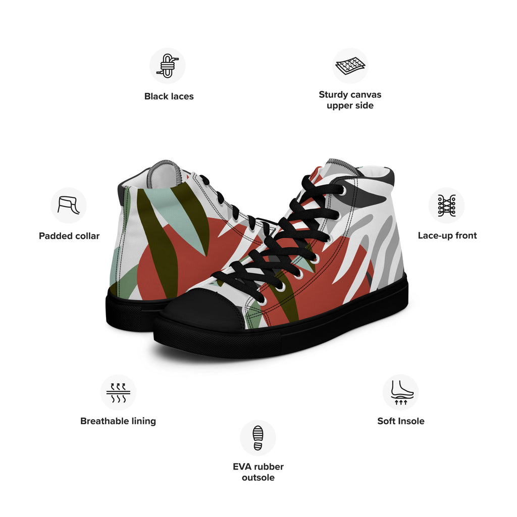 Dark Leaves - Men’s high top canvas shoes Mens High Top Shoes Printed Offshore