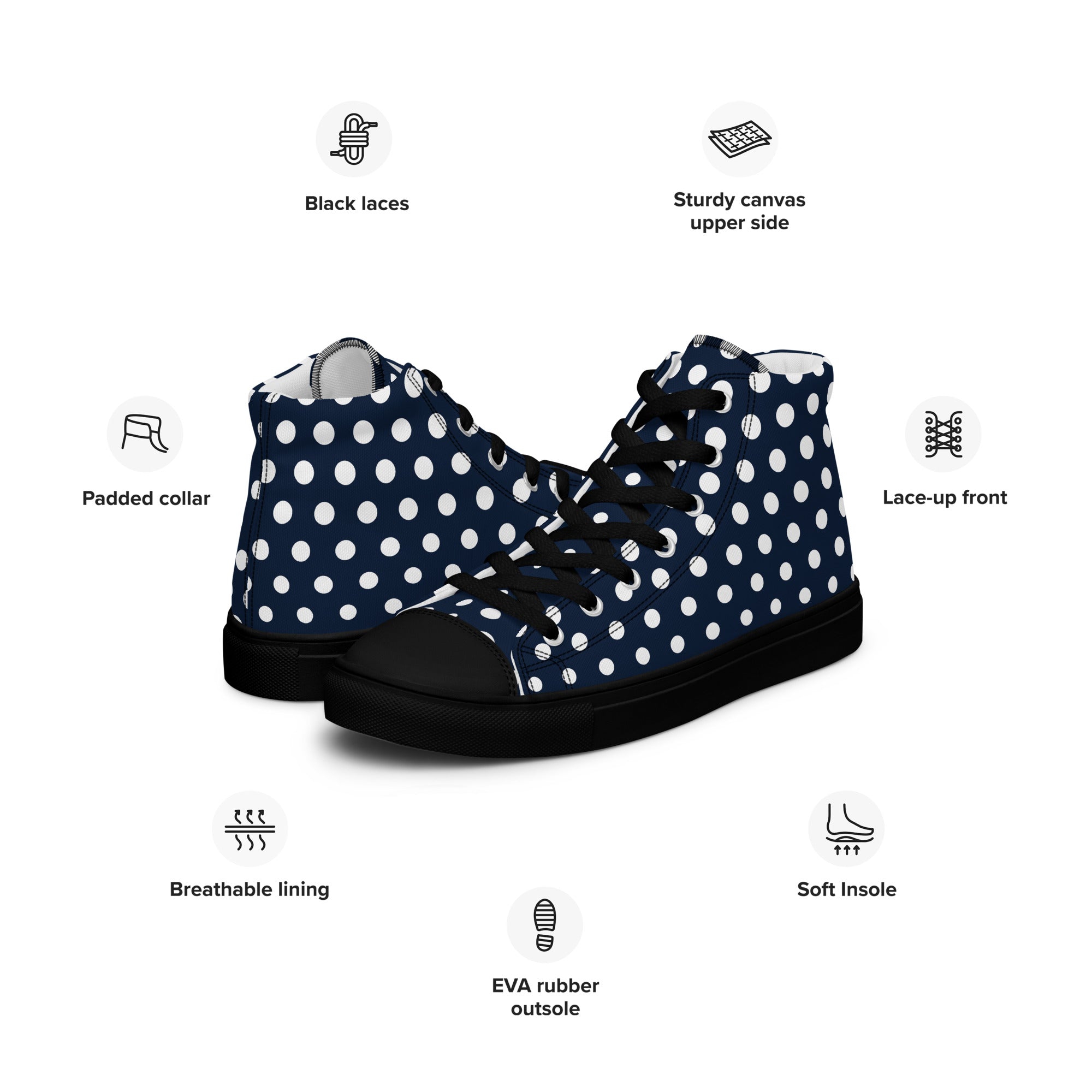 Polka Dots - Men’s high top canvas shoes Mens High Top Shoes Printed Offshore