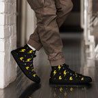 Yellow Lightning Men’s high top canvas shoes Black Mens High Top Shoes Comic Printed Offshore