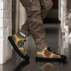 Vintage Floral - Men’s high top canvas shoes Black Mens High Top Shoes Printed Offshore Retro