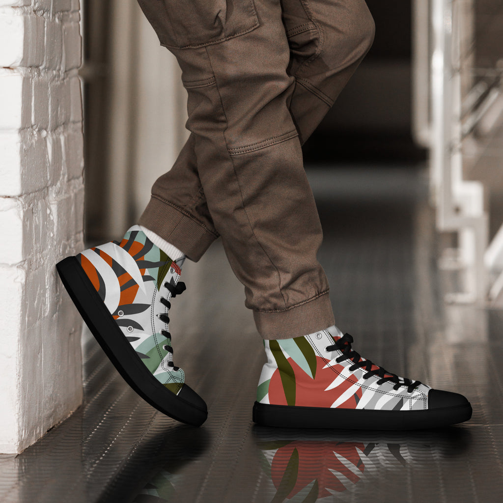 Dark Leaves - Men’s high top canvas shoes Mens High Top Shoes Printed Offshore