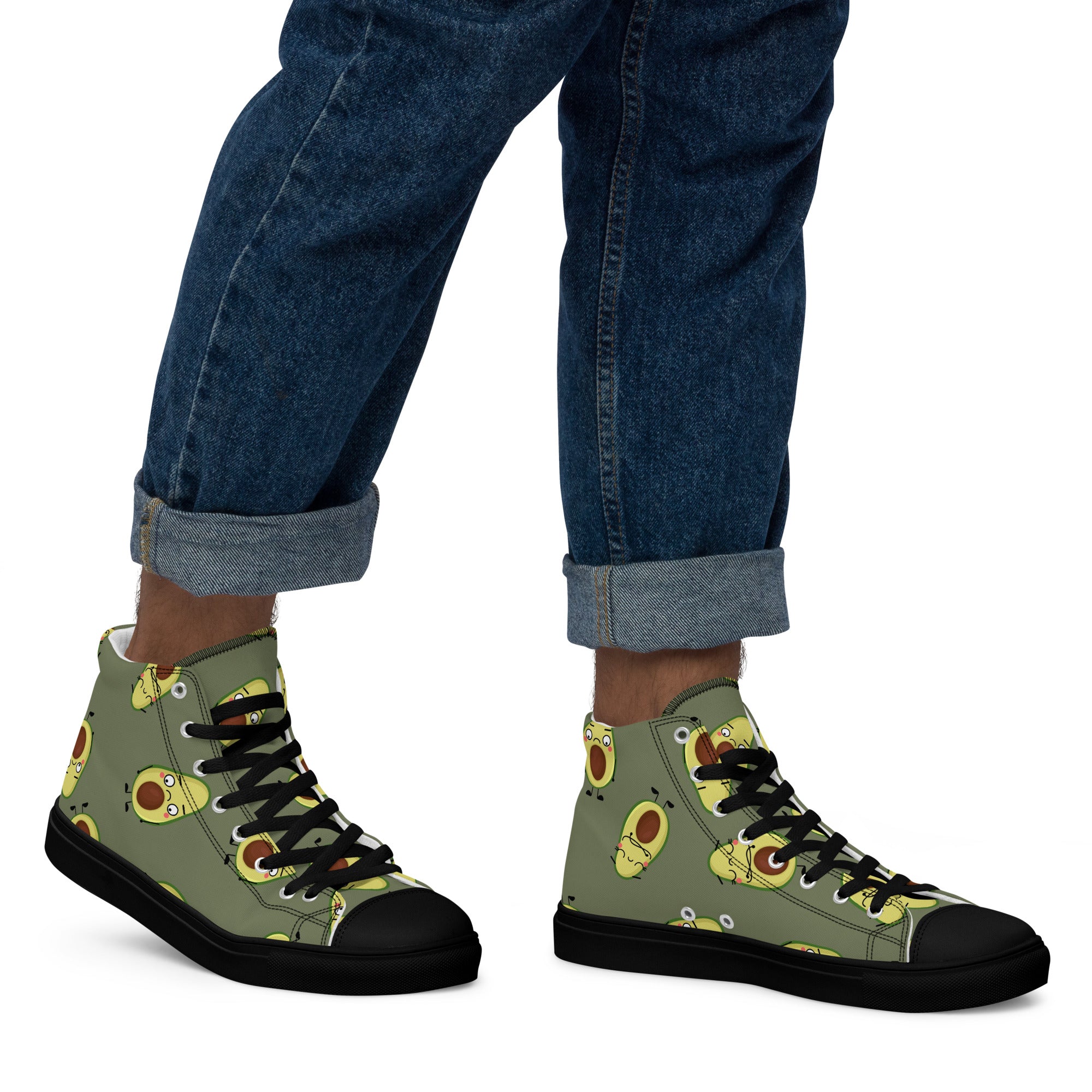 Avocado Characters - Men’s high top canvas shoes Mens High Top Shoes food Printed Offshore